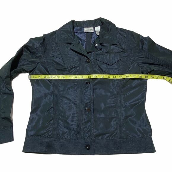 CHICO'S Black Button Down Collared Utility Jacket - Picture 8 of 10